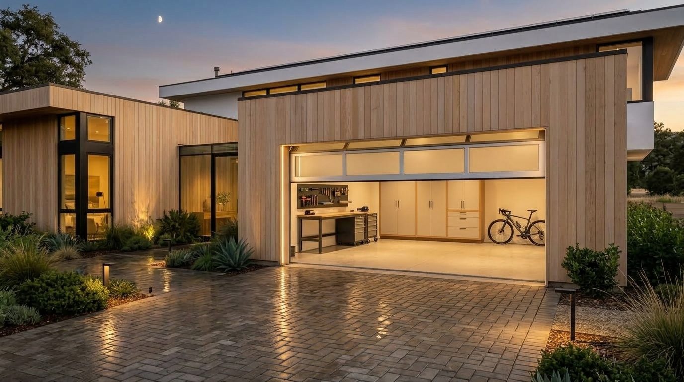 Clements Local Garage Door Garage Door Gliding Open Revealing Warm Illuminated Interior
